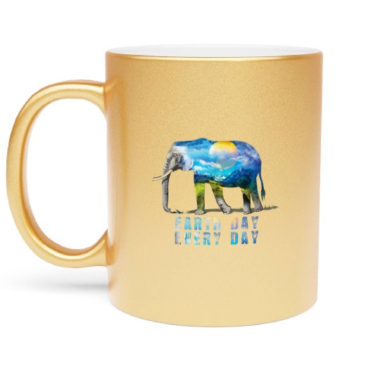 Elephant Earth Day Every Day Metallic Mugs Earth Day