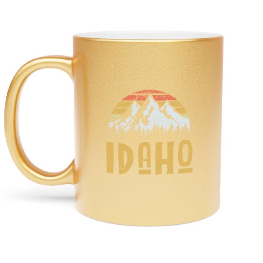 Vintage Retro Id Idaho Us Mountain State Metallic Mugs