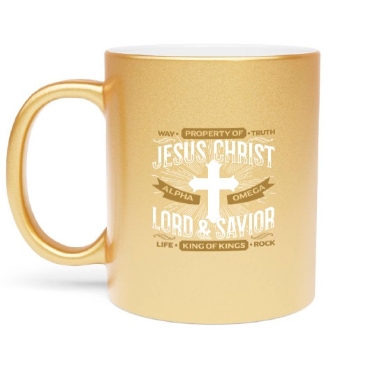 way property of truth jesus christ alpha omega lor Metallic Mugs