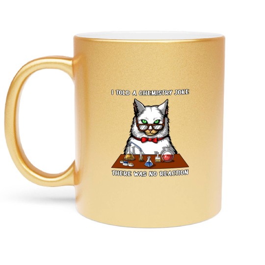 Cat Chemistry Reaction Funny Joke Metallic Mugs