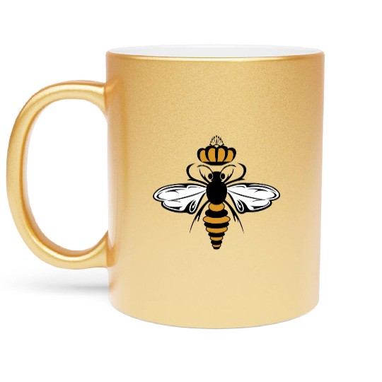 Queen Bee with Crown Motif Metallic Mugs
