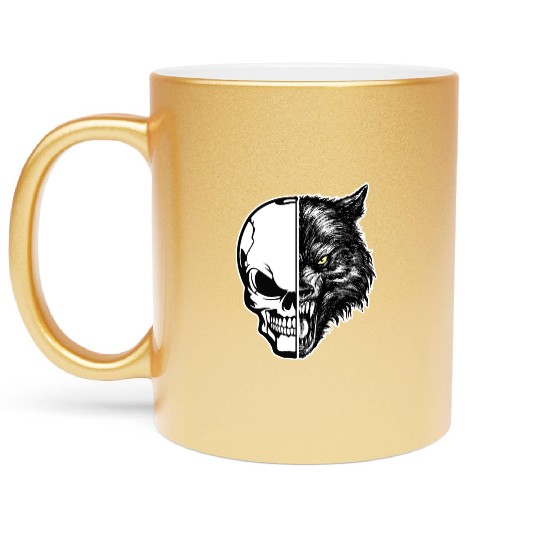skull and wolf Metallic Mugs