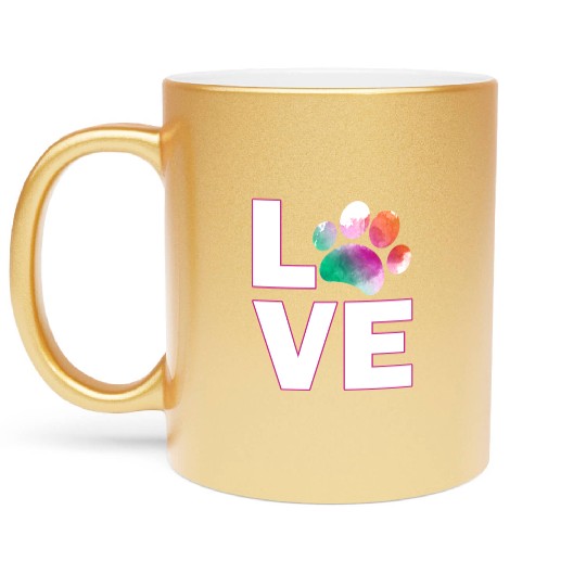 dog love paw - dog lovers Metallic Mugs