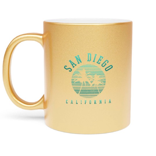 San Diego California Metallic Mugs