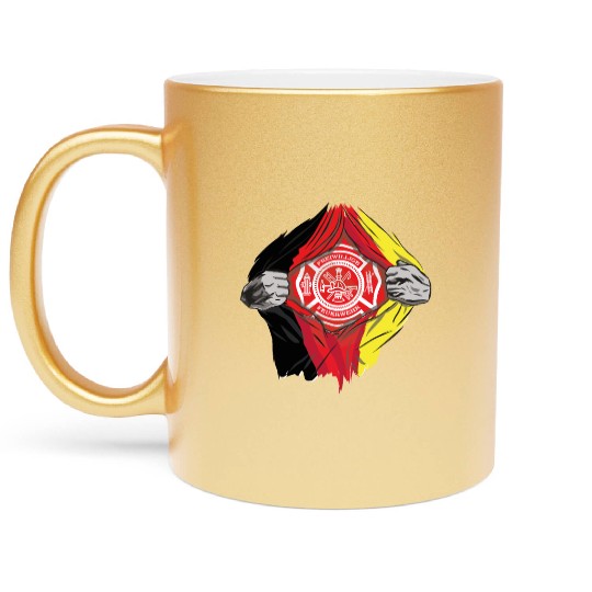 German Volunteer Fire Brigade Firefighter Metallic Mugs