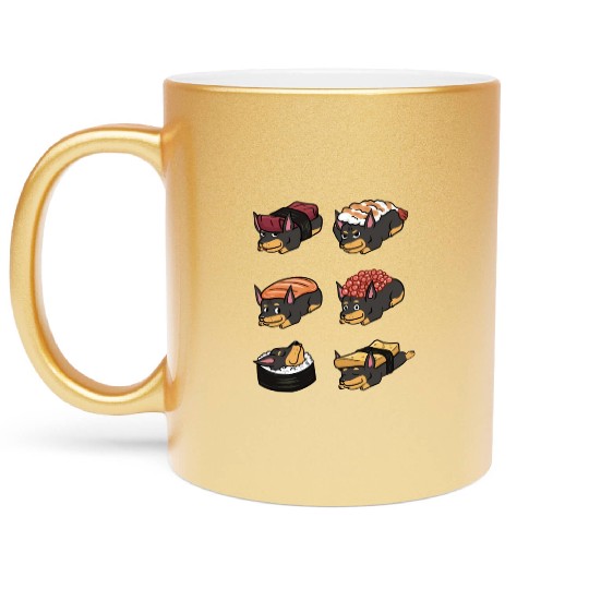 Doberman Sushi Nigiri Metallic Mugs