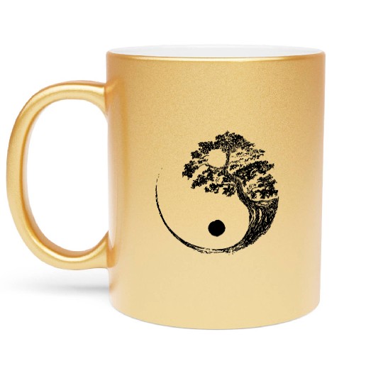 Yin Yang Bonsai Tree Japanese Metallic Mugs