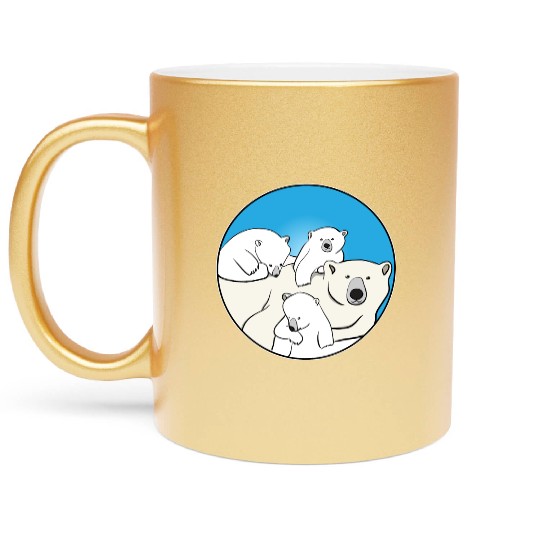 The polar bear family Metallic Mugs