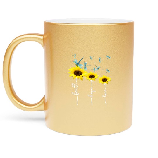 Faith hope love sunflower Metallic Mugs