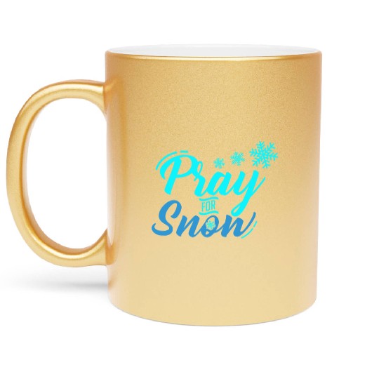 Pray for Snow Snow White Christmas Praying Metallic Mugs