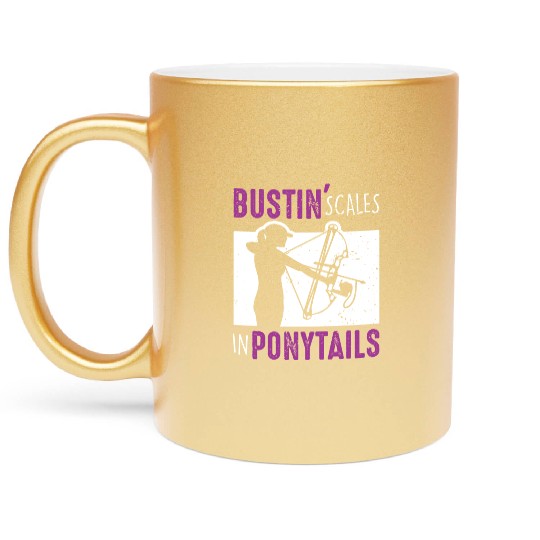 Bow Fish Archery Woman Bowfishing Sport Metallic Mugs