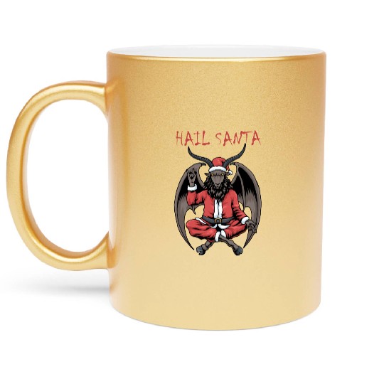 Christmas Hail Santa Satanism Goat Baphomet Satan Metallic Mugs