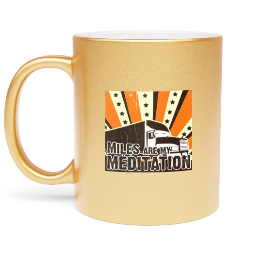 Truck Driver Load Miles Happy Trucker Road Runner Metallic Mugs