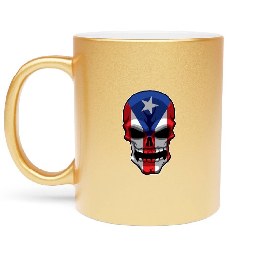 Puerto Rican Skull - Puerto Rico Pride Flag Metallic Mugs