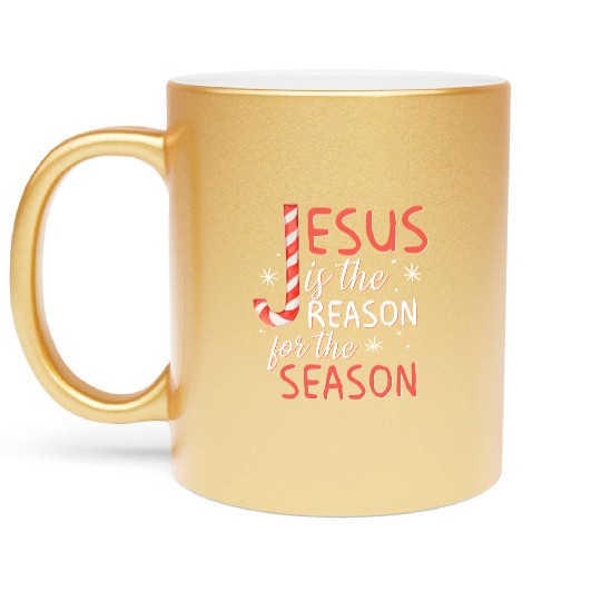 Jesus Is The Reason For The Season Candy Cane Chr Metallic Mugs