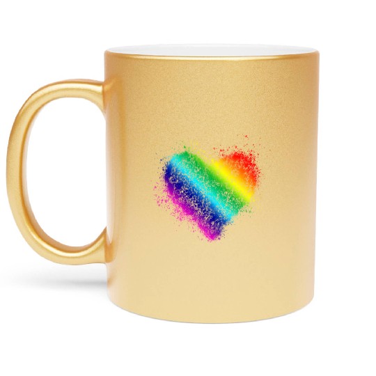 Rainbow Heart Vintage <3 Metallic Mugs