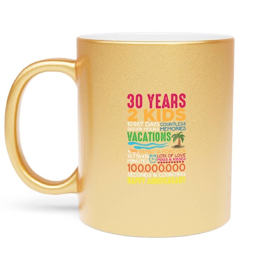 30 years Wedding Anniversary 2 kids Parents Metallic Mugs
