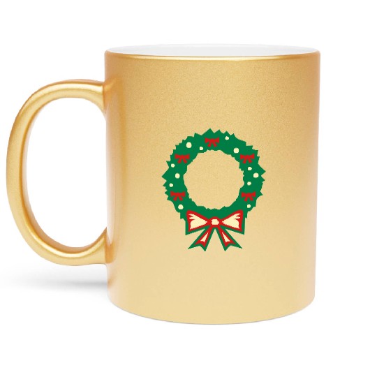 christmas wreath Metallic Mugs