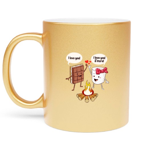 Cute Kids Camping Gift Print I Love You S'more Metallic Mugs