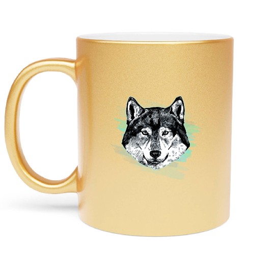 Wolf Arctic Art Animal Lover Gift Idea Metallic Mugs