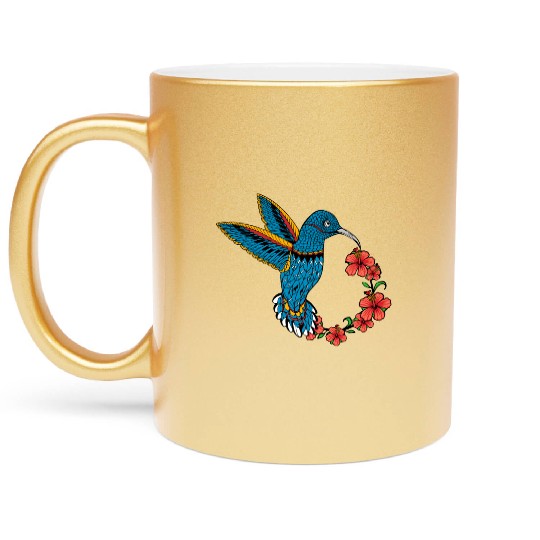 Humming bird hibiscus Metallic Mugs