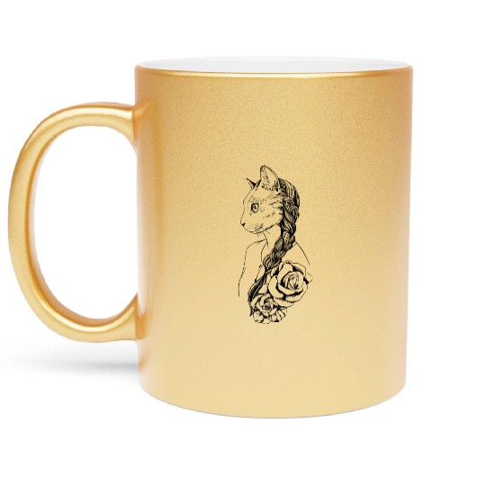 Cat Woman Metallic Mugs