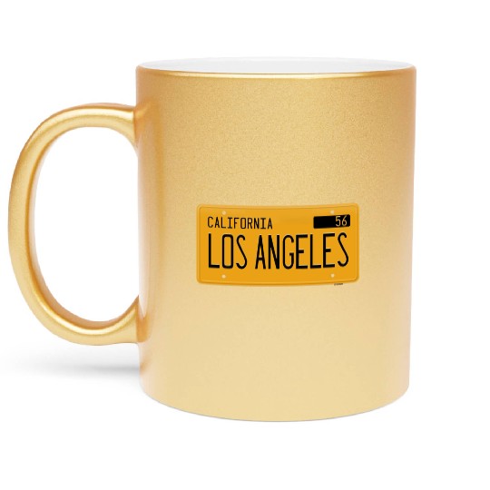 Los Angeles California 1956 yellow license plate Metallic Mugs