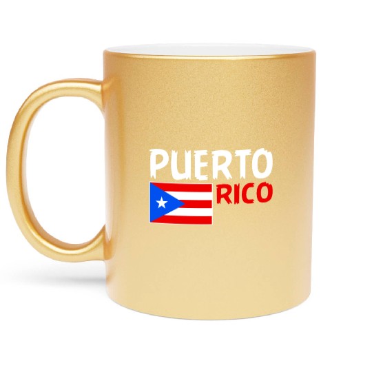 Puerto Rico Roots, Puerto Rican Flag, Puerto Rico Metallic Mugs