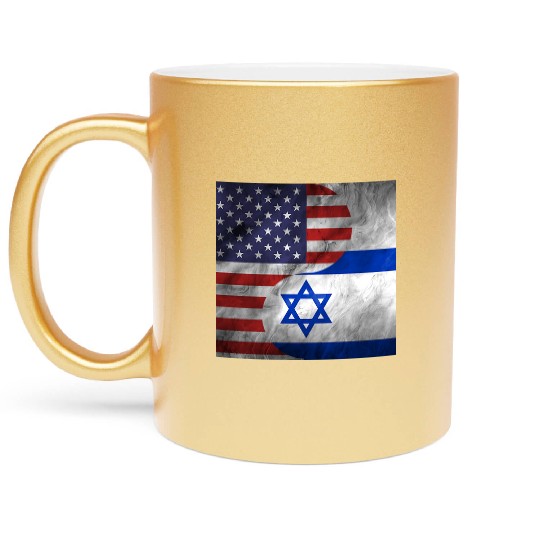 USA Israel Dual Yin Yang Flag Metallic Mugs