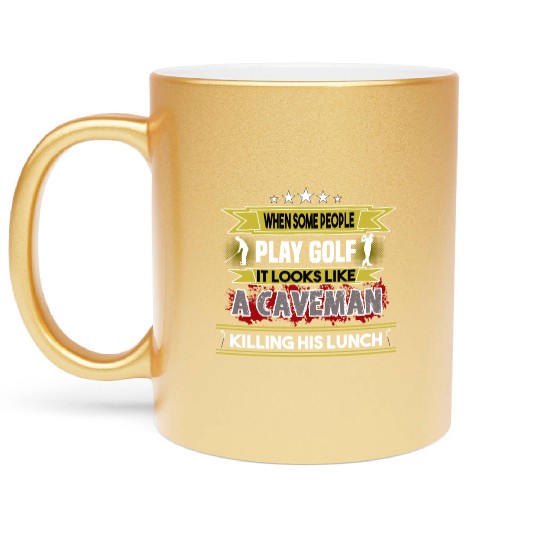 play golf caveman humor golf humor funny golf gift Metallic Mugs