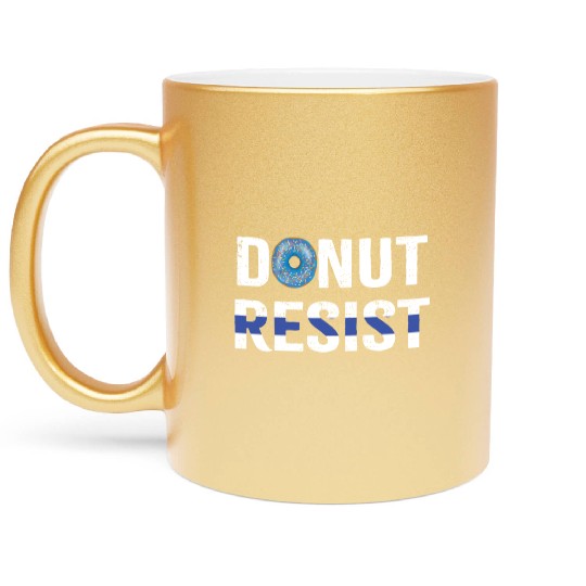 Police Officer Donut Resist Thin Blue Line Cop Metallic Mugs