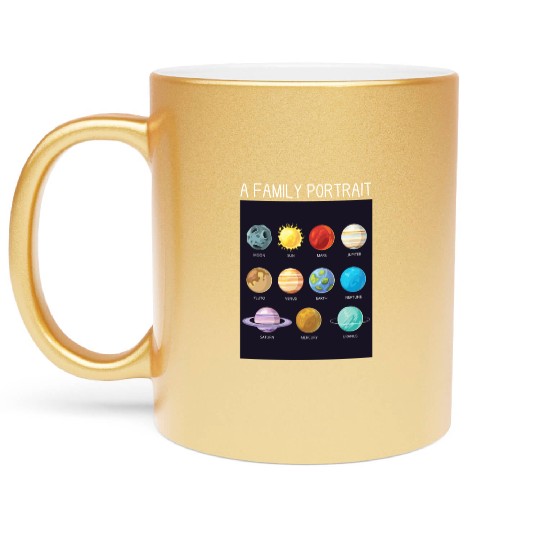 Outer Space Nerd Solar System Planets Sun Moon Metallic Mugs