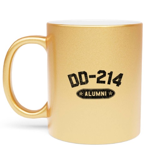 DD-214 Alumni In Black US Military Distressed Metallic Mugs
