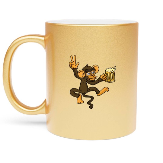 DRUNK MONKEY Beer Metallic Mugs