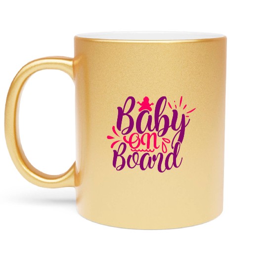 Metallic Mugs of maternity baby on board gift humor fun