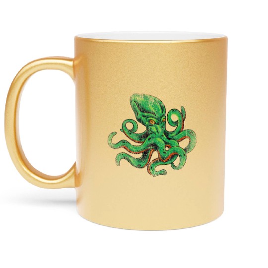 Green Kraken Octopus Metallic Mugs