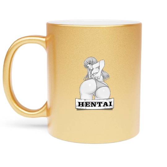 hen Anime Waifu japanese sexy bikin Girl Ahegao Metallic Mugs
