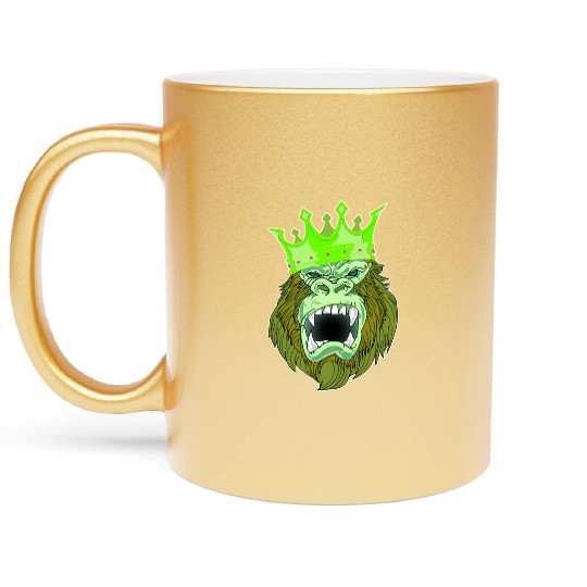 neon green Gorilla Jungle King Metallic Mugs