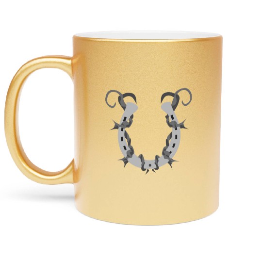 Horseshoe Wrapped in Barbed Wire Metallic Mugs