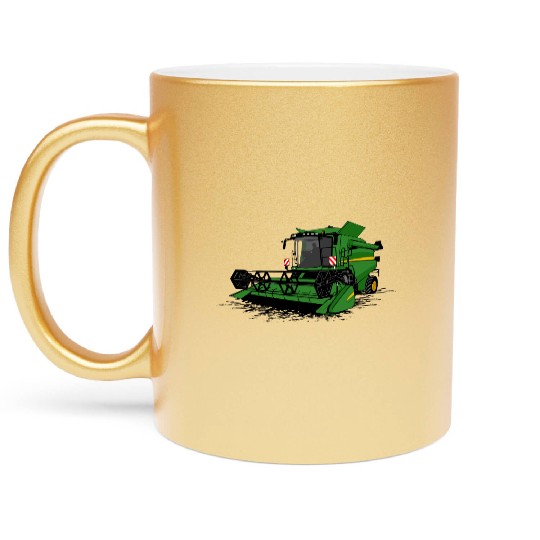combine harvesters - farmer - agriculture - farm Metallic Mugs