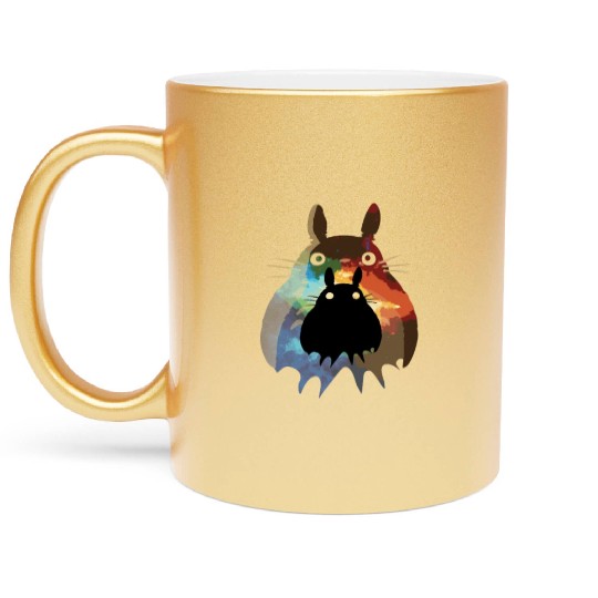 Totoro Watercolor Silhouette Fantasy Fictional Metallic Mugs