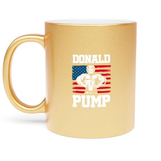 Donald Pump Trump Workout Patriotic Fitness Gym Fu Metallic Mugs