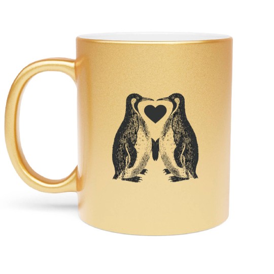 Penguin Love Heart Gift For Penguin Lover Metallic Mugs