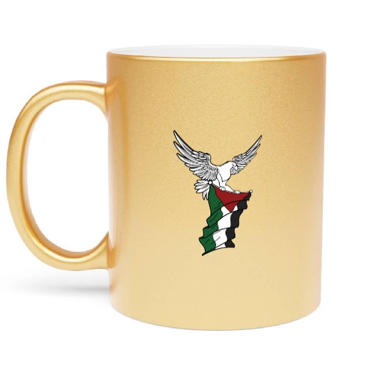 Free Palestine Palestinian Flag Bird Eagle Palesti Metallic Mugs