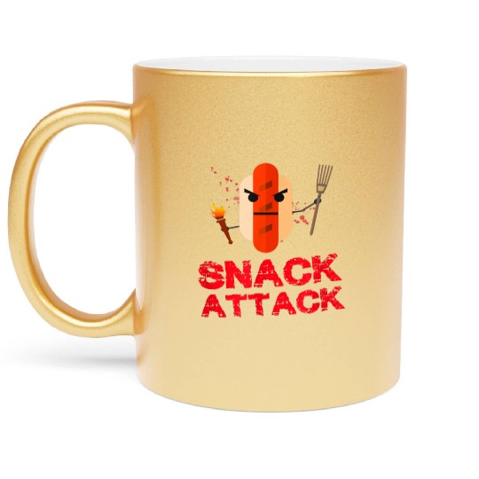 Funny Hot Dog Snack Attack Food Snacks Metallic Mugs