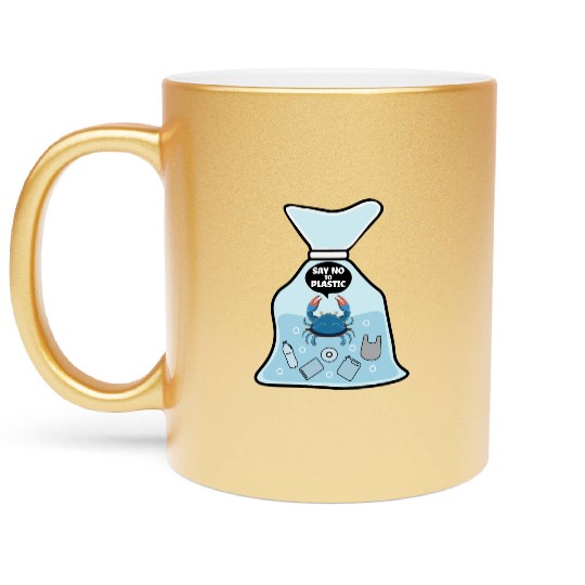 Say No To Plastic Crab Vinyl Best Friend Gift Metallic Mugs