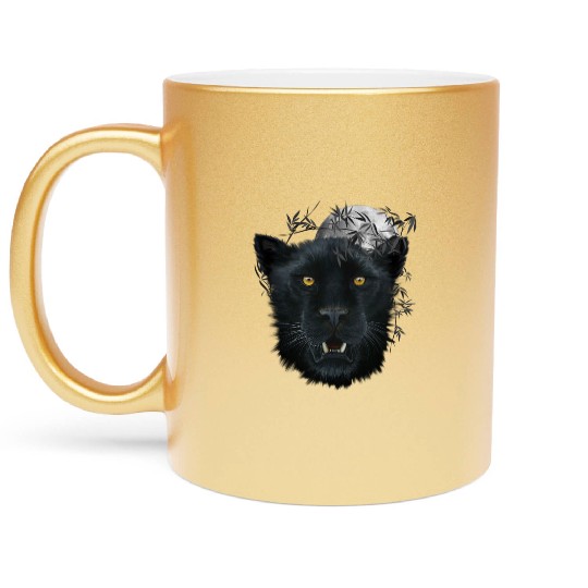 Black Panther Spirit The Face Of Power, Protection Metallic Mugs
