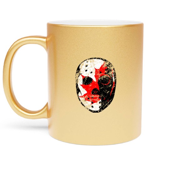 Old School Goalie Mask-Canada Metallic Mugs