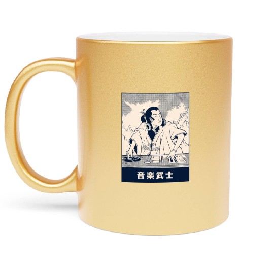 Samurai DJ awesome japanese classical painting DJ Metallic Mugs