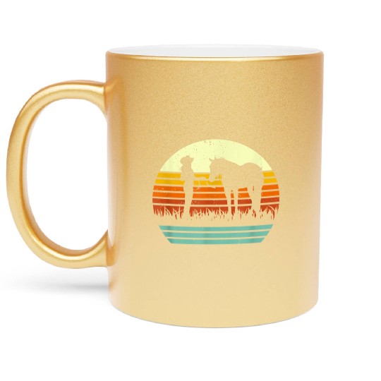 Western Halter Horse Retro Sun Style Metallic Mugs